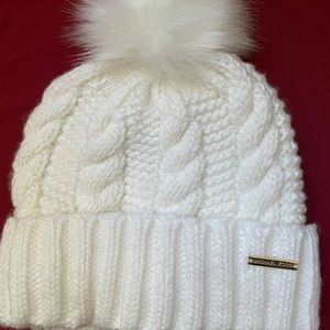 White MK beanie Michael Kors
